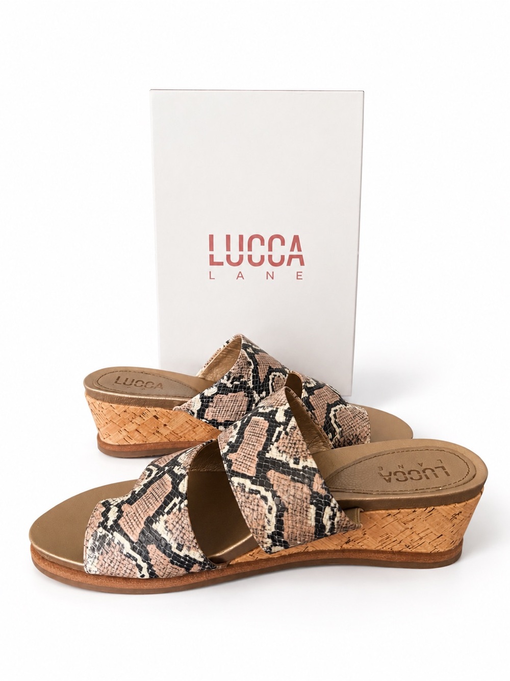 Lucca Lane Safari Snakeskin Wedge Sandals Size 11
